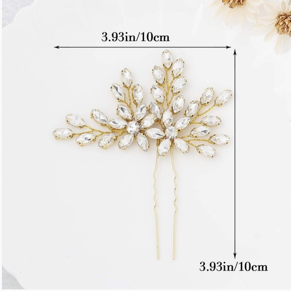 Gold Rhinestone headpiece pins - Picture 5 of 9